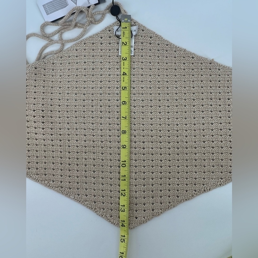 NWT Gianni Bini Tan Crochet Edie Skirt Set Halter Top Natural Midi Skirt L Large - Picture 14 of 15